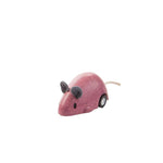 PlanToys Wooden Pull-Back Mouse Toy in yellow.