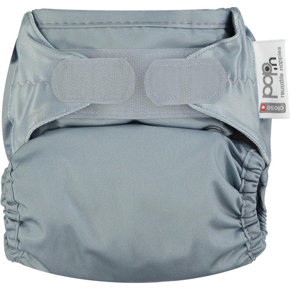 The Close Pop-In reusable cloth nappy with adjustable velcro, in cool slate grey