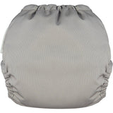 The back of The Close Pop-In reusable cloth nappy with adjustable velcro, in Cloud Grey.