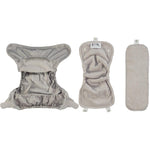 All three parts of the Close Pop-In reusable cloth nappy with adjustable velcro