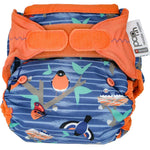 The Close Pop-In +bamboo reusable cloth nappy with adjustable velcro closures, in a twilight garden print