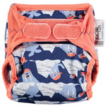The Close Pop-In +bamboo reusable cloth nappy with adjustable velcro closures, in a walrus print
