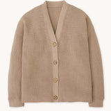 Rapanui Brook Organic Cotton Women's Knitted Cardigan in a Taupe colour.