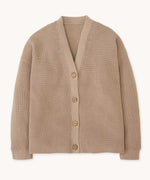 Rapanui Brook Organic Cotton Women's Knitted Cardigan in a Taupe colour.
