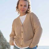 Rapanui Taupe Brook Organic Cotton Women's Knitted Cardigan.