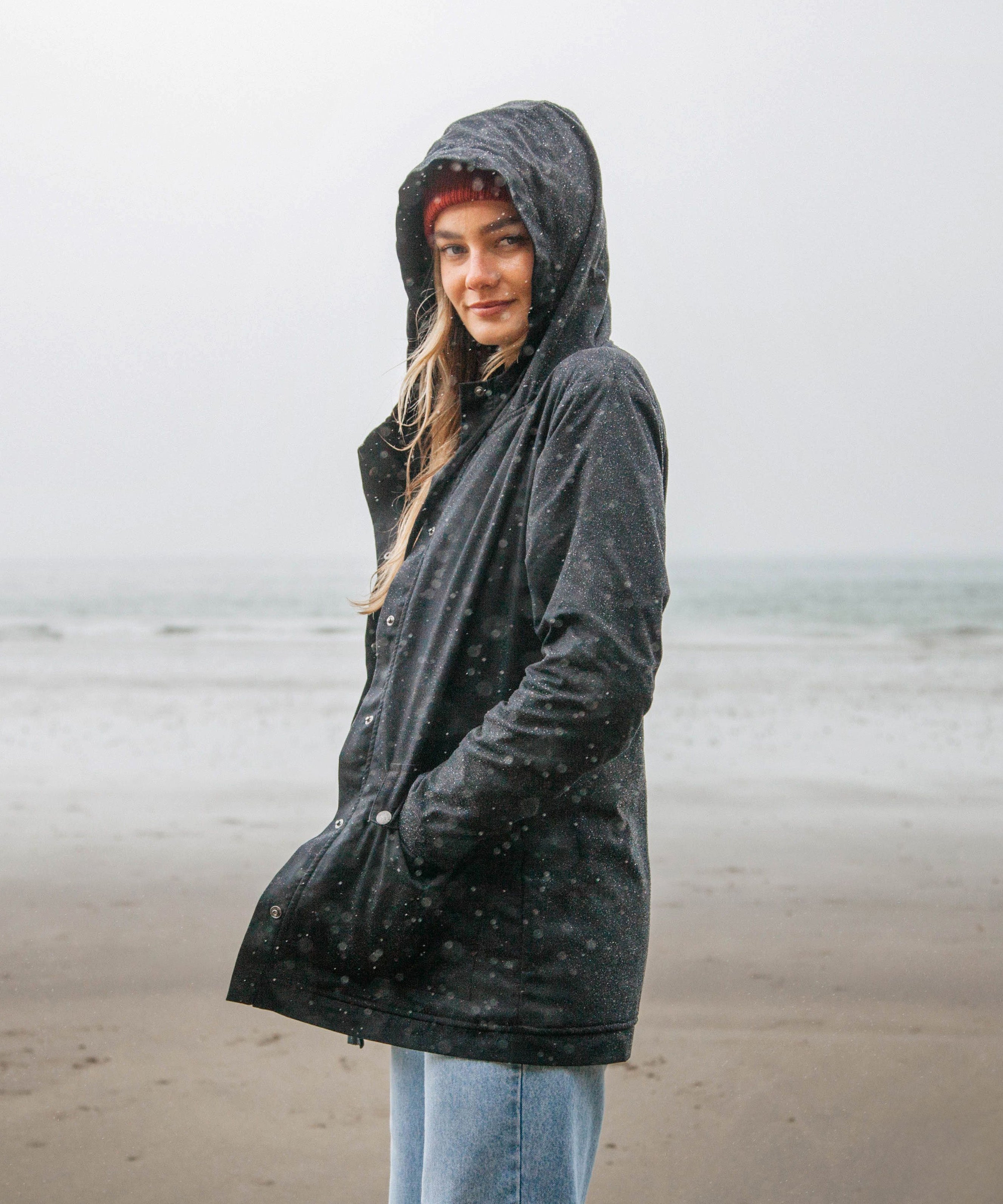 Rapanui Women's Organic Lined Rain Jacket Black – Babipur