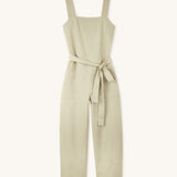 The Rapanui organic cotton jumpsuit for women, in a driftwood cream colour