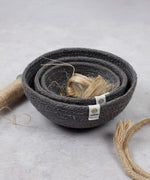 ReSpiin Jute Mini Bowl Set in the grey colourway