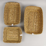 A top down view of the Respiin rectangular seagrass baskets showing the size difference between each basket