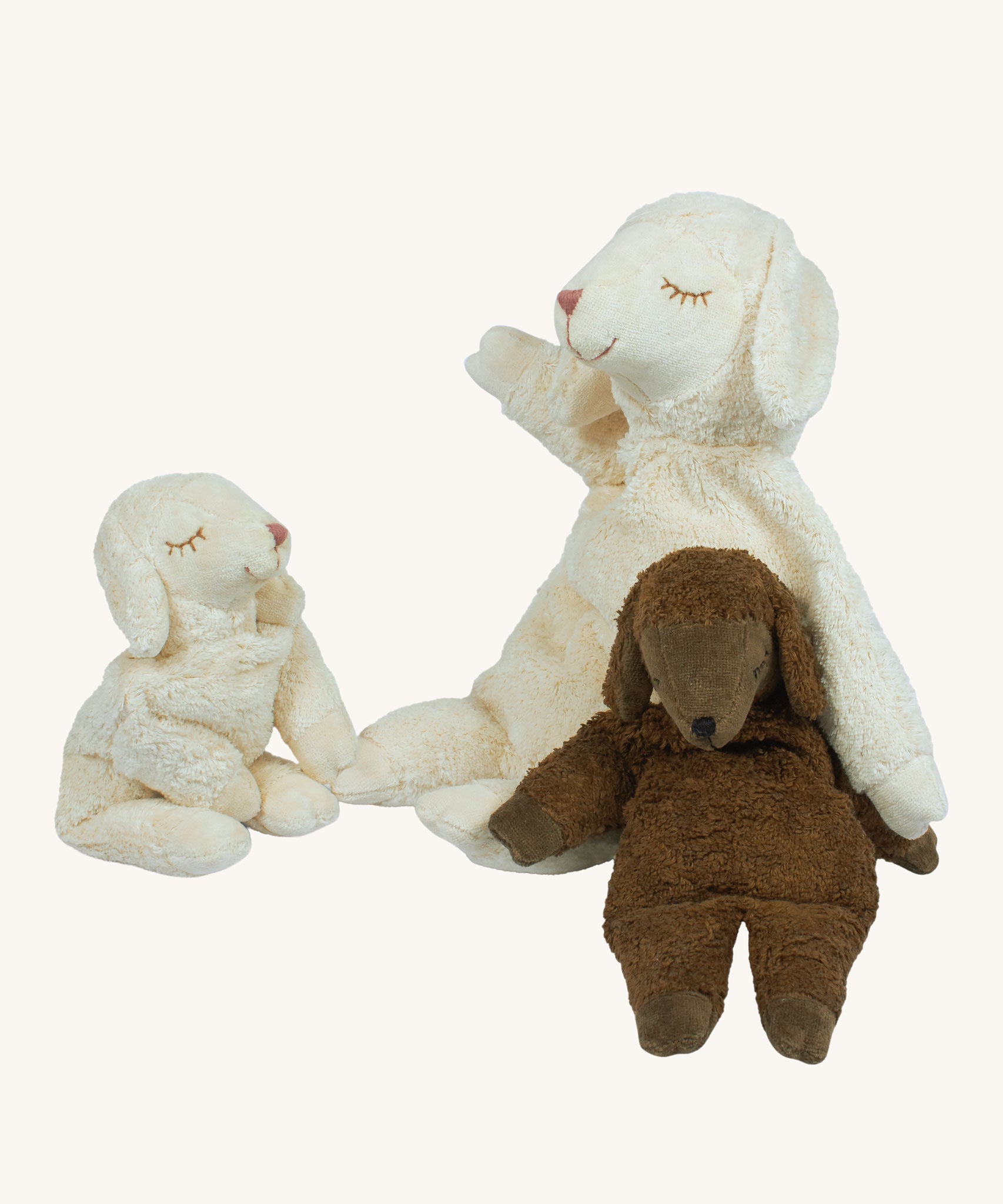 Senger Large white Small Cuddly Sheep with small white and brown cuddly sheep.