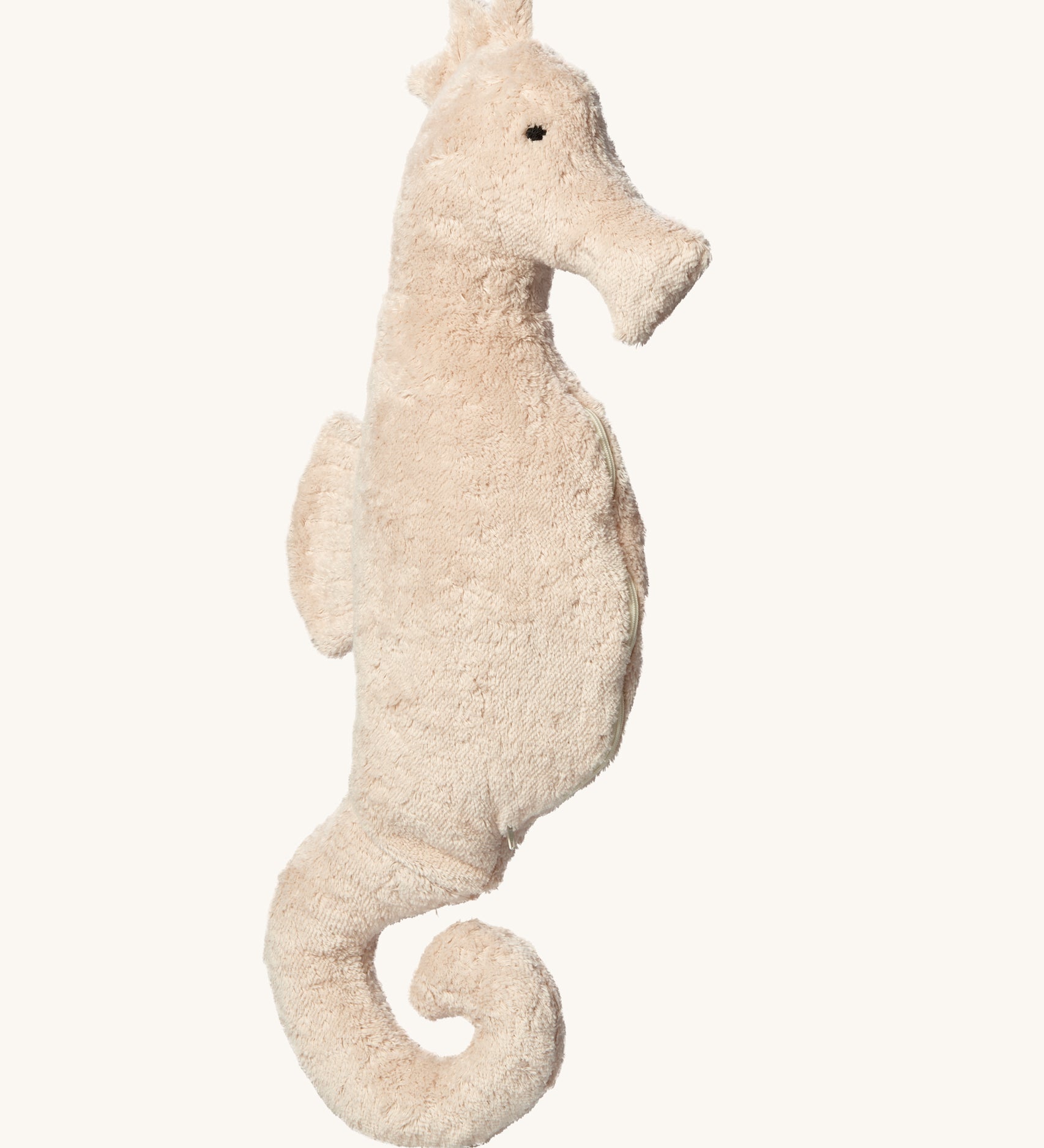 Senger Large Cuddly Seahorse organic soft toy. The seahorse is light pink in colour.