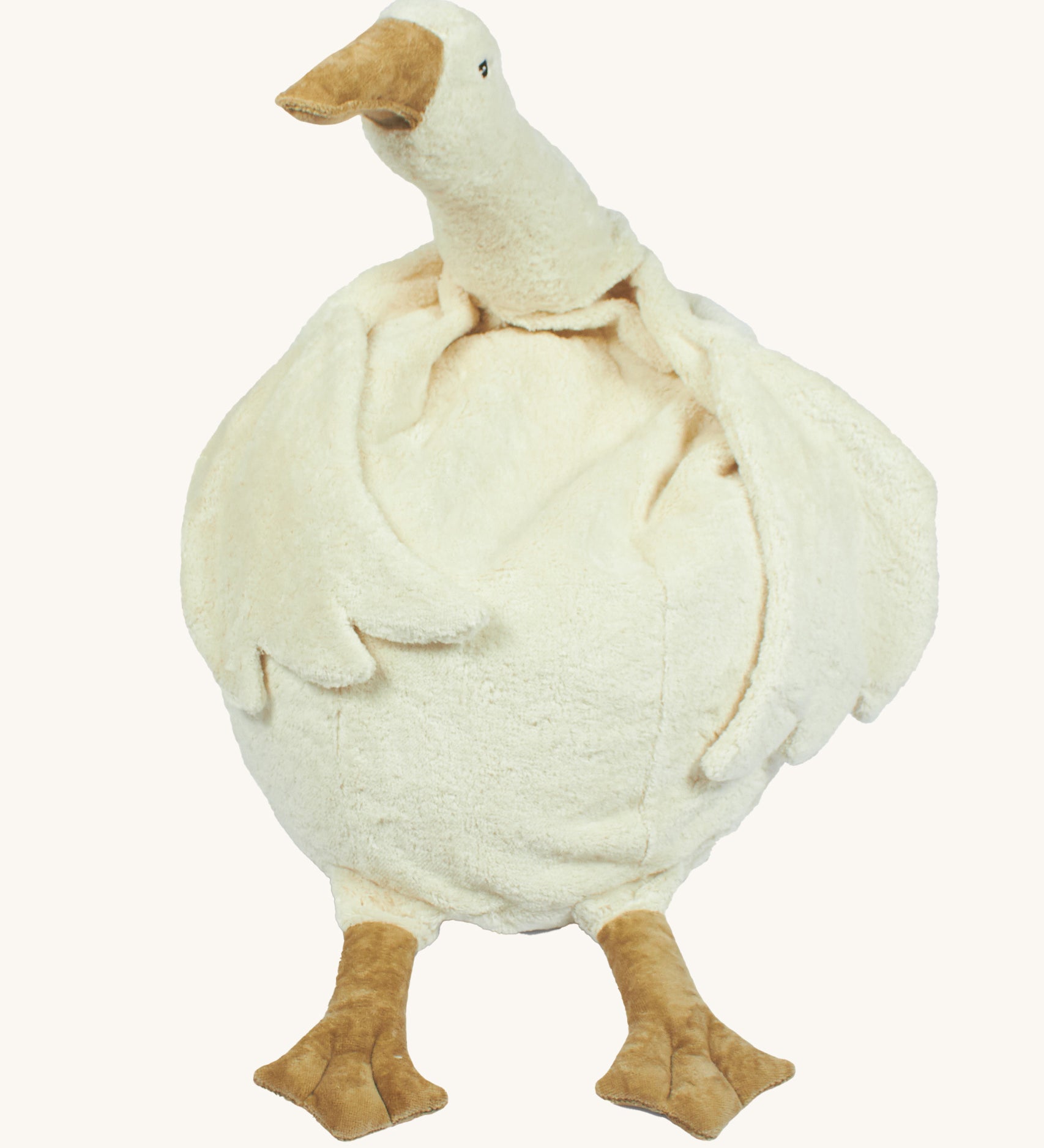 A Senger large goose organic cotton beanbag on a plain background.