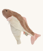 The Senger organic cotton pink fish stuffed cuddly toy, with its heat up bag half taken out
