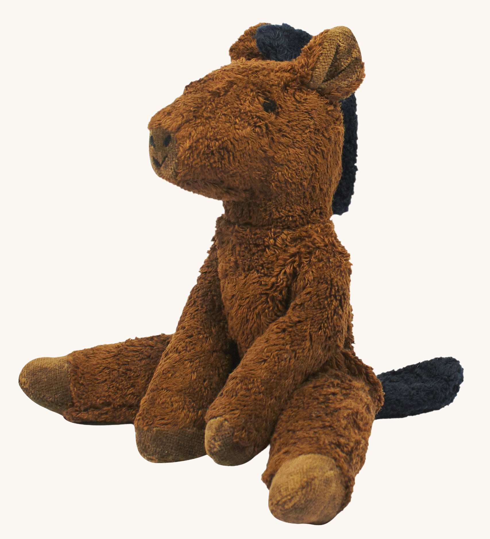 Senger Small Floppy brown Horse organic soft toy.  This horse is part of a wide selection of Senger soft toys made from organic and natural materials at Babipur.