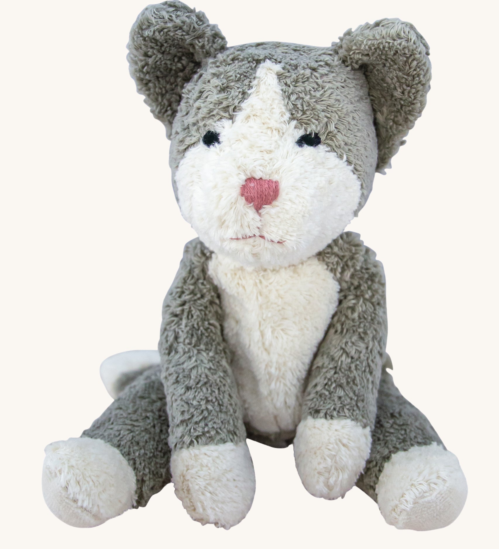 Senger Small Floppy grey and white Cat soft toy.