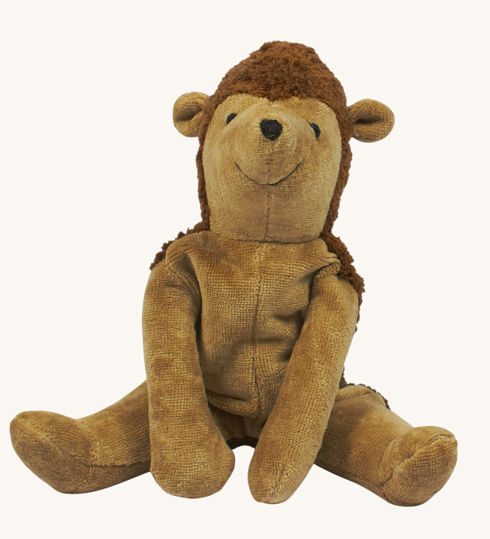 A Senger Small Floppy Hedgehog placed in a seated position.