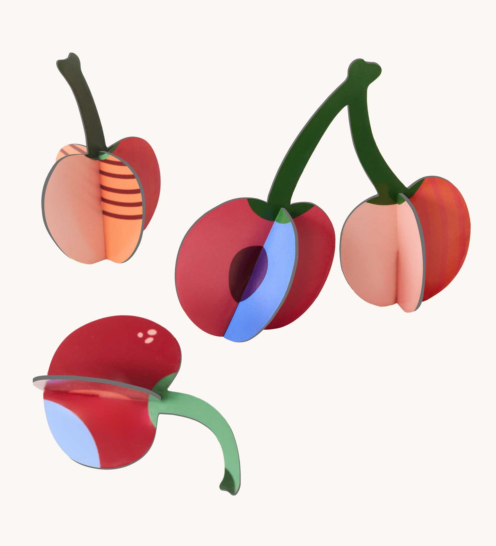 Studio Roof 3D Pop Out Card Cherries. This 3D pop out card DIY kit  is part of Studio Roof's fruits  collection which is available at Babipur.