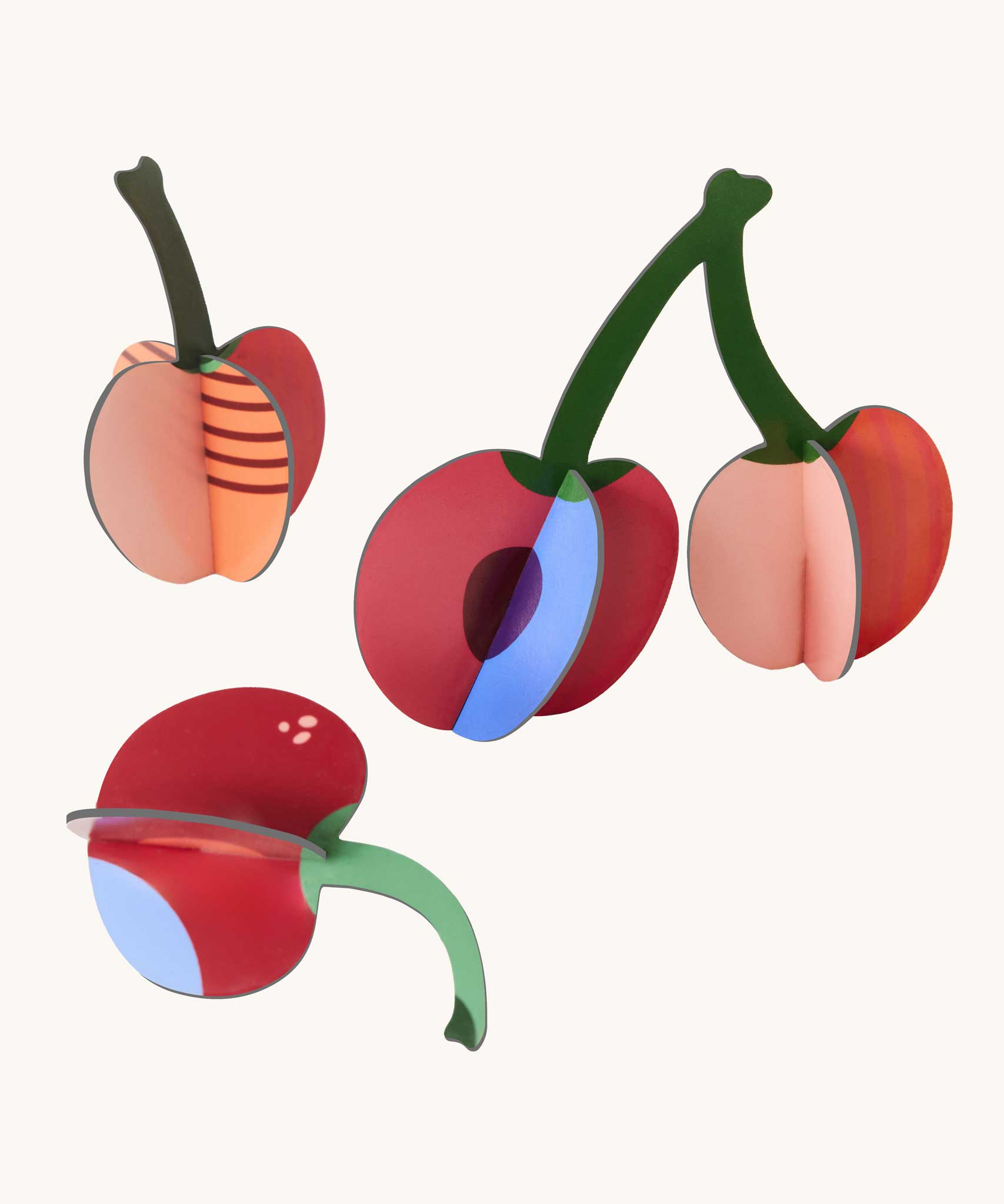 Studio Roof 3D Pop Out Card Cherries. This 3D pop out card DIY kit  is part of Studio Roof's fruits  collection which is available at Babipur.