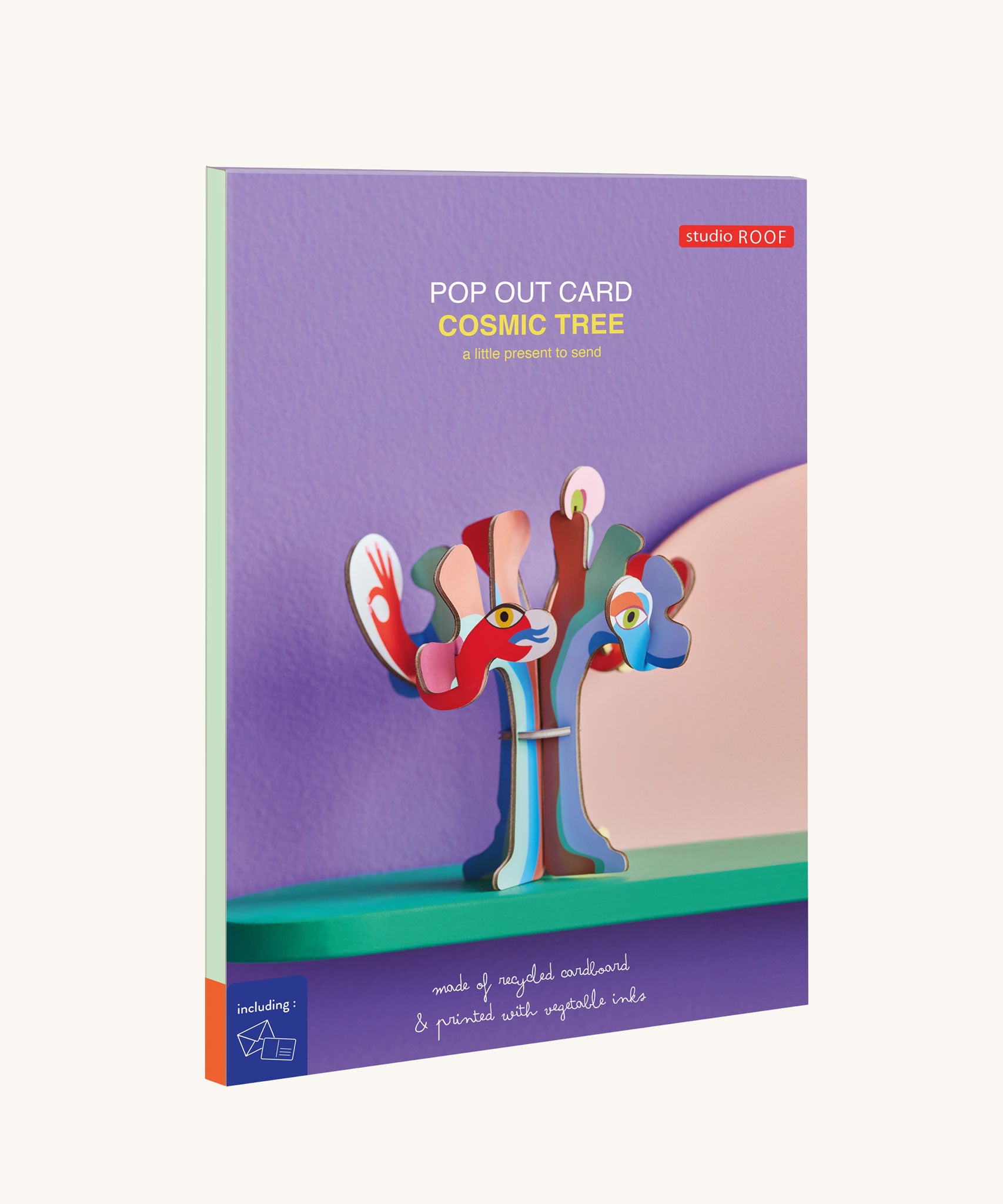 The packaging of the Studio Roof 3D Pop Out Card Dream Tree. A 3D cardboard DIY craft kit tree with different coloured leaves. This kit is part of a wide range of Studio Roof kits that are available at Babipur.