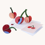 Studio Roof 3D Pop Out Card Cherries. This 3D pop out card DIY kit  is part of Studio Roof's fruits  collection which is available at Babipur.