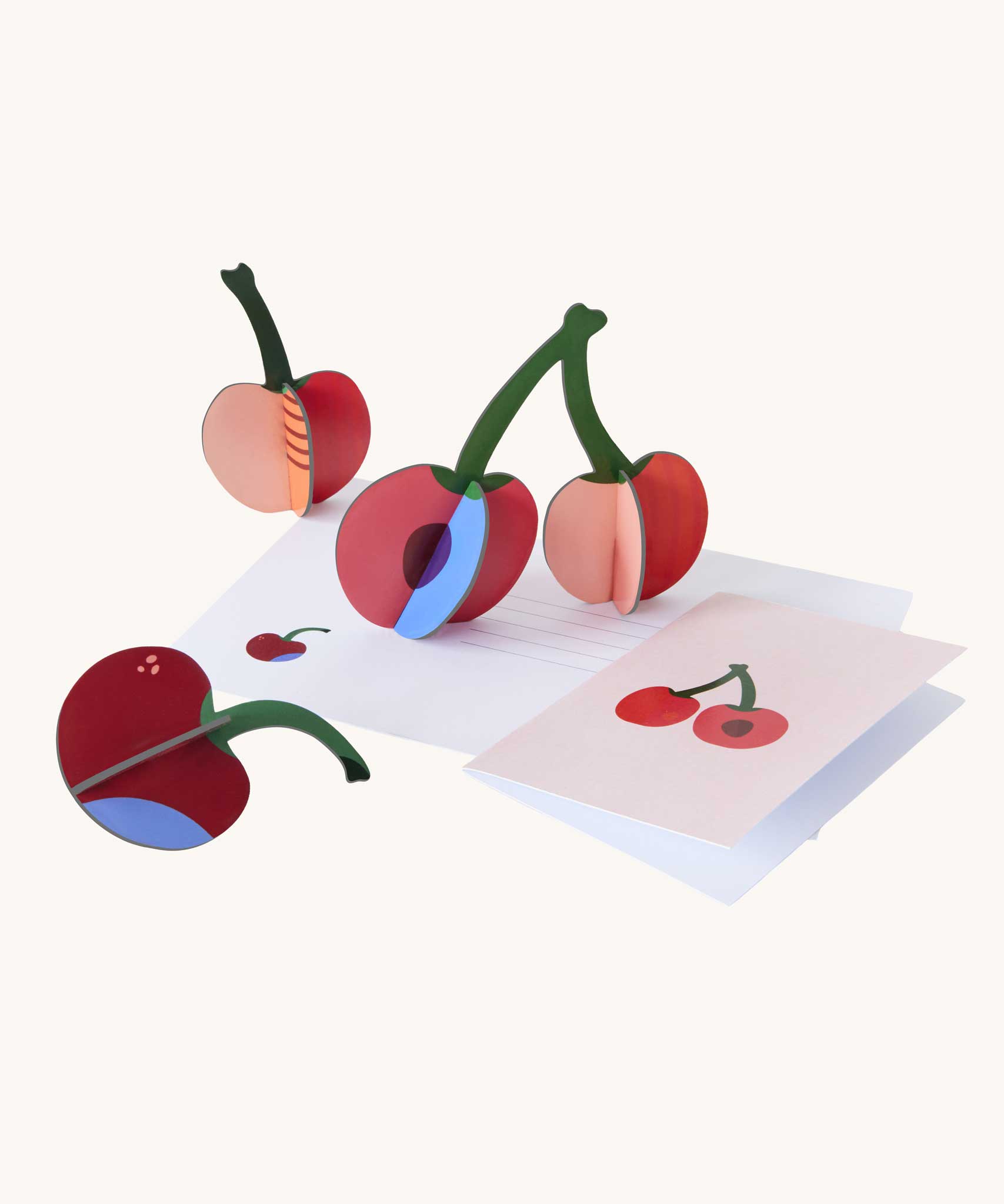 Studio Roof 3D Pop Out Card Cherries. This 3D pop out card DIY kit  is part of Studio Roof's fruits  collection which is available at Babipur.