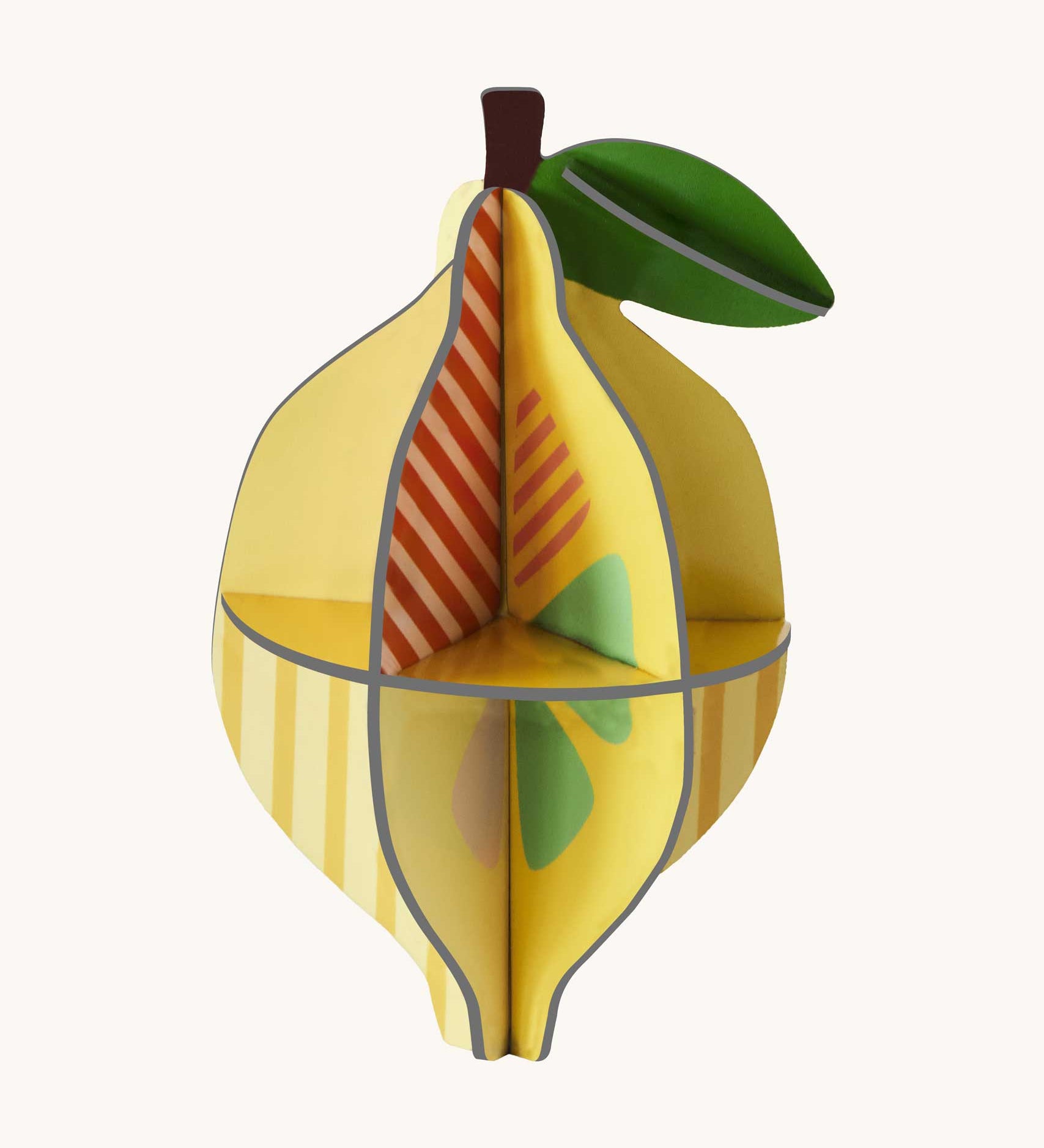 Studio Roof 3D Pop Out Card Lemon. This 3D pop out card DIY kit is part of Studio Roof's fruits  collection which is available at Babipur.