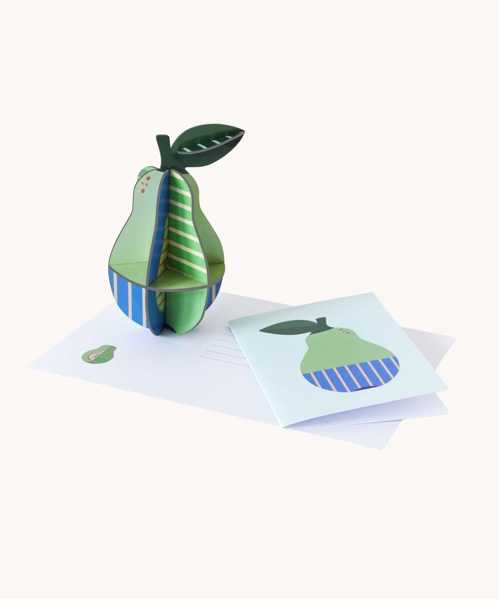 Studio Roof 3D Pop Out Card Pear. This 3D pop out card DIY kit is part of Studio Roof's fruits collection which is available at Babipur.