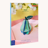 The packaging of the Studio Roof 3D Pop Out Card Pear. This 3D pop out card DIY kit is part of Studio Roof's fruits collection which is available at Babipur.