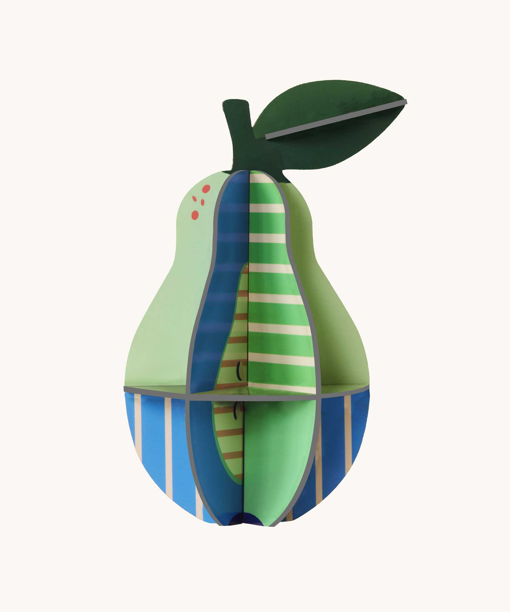Studio Roof 3D Pop Out Card Pear. This 3D pop out card DIY kit is part of Studio Roof's fruits collection which is available at Babipur.