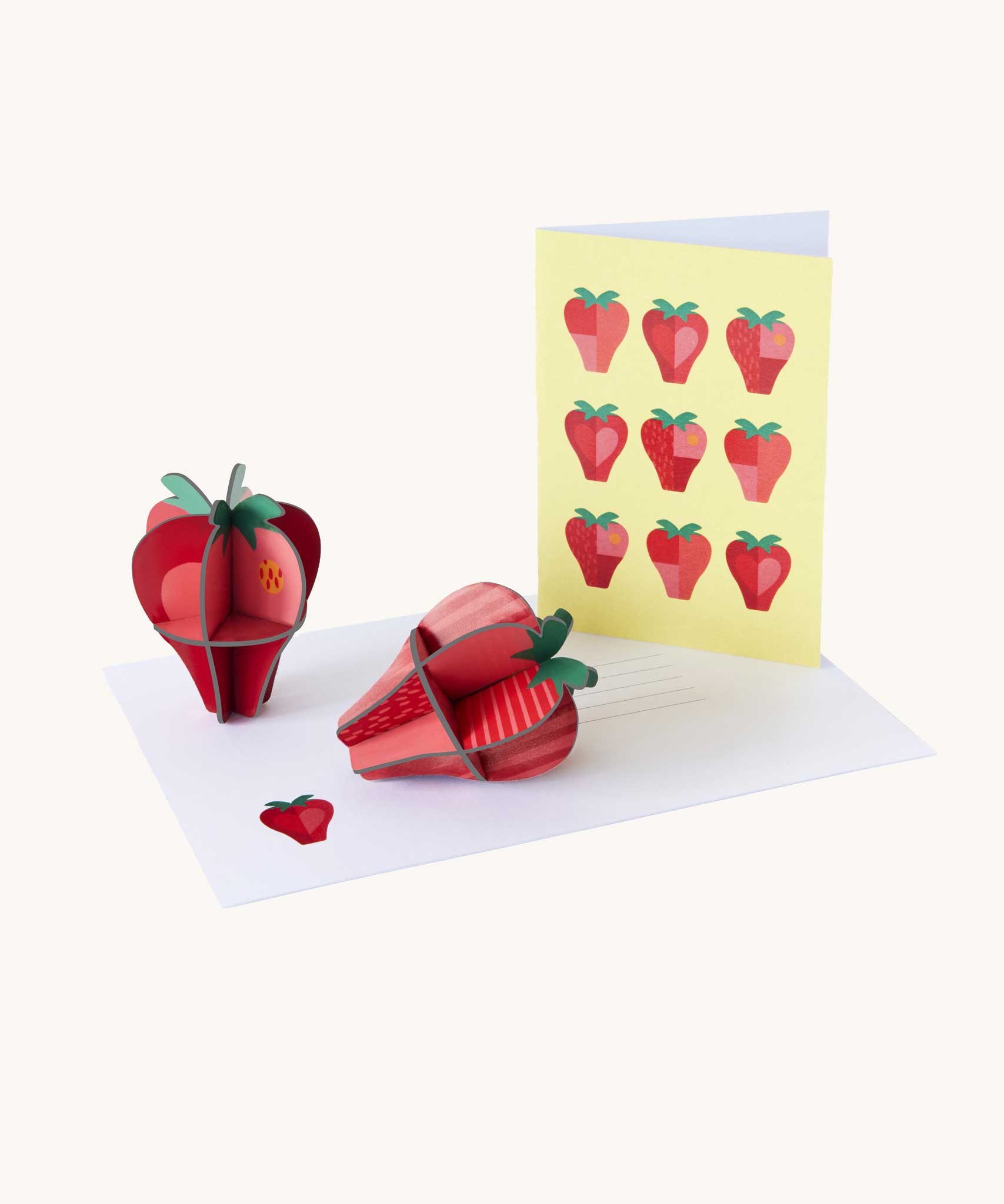Studio Roof 3D Pop Out Card Strawberries. This 3D pop out card DIY kit is part of Studio Roof's fruits collection which is available at Babipur.