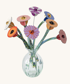 Studio Roof Cardboard Bouquet in a  Klimt's Garden design. A DIY Cardboard craft kit that makes up 8 3D flowers. This 3D pop out DIY kit is part of Studio Roof's artist flowers collection which is available at Babipur.