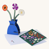 Studio Roof 3D Pop Out Card featuring a Klimt Flowers design, the 3D bouquet is shown next to the matching card. This 3D pop out card bouquet is part of Studio Roof's artist collection which is available at Babipur.