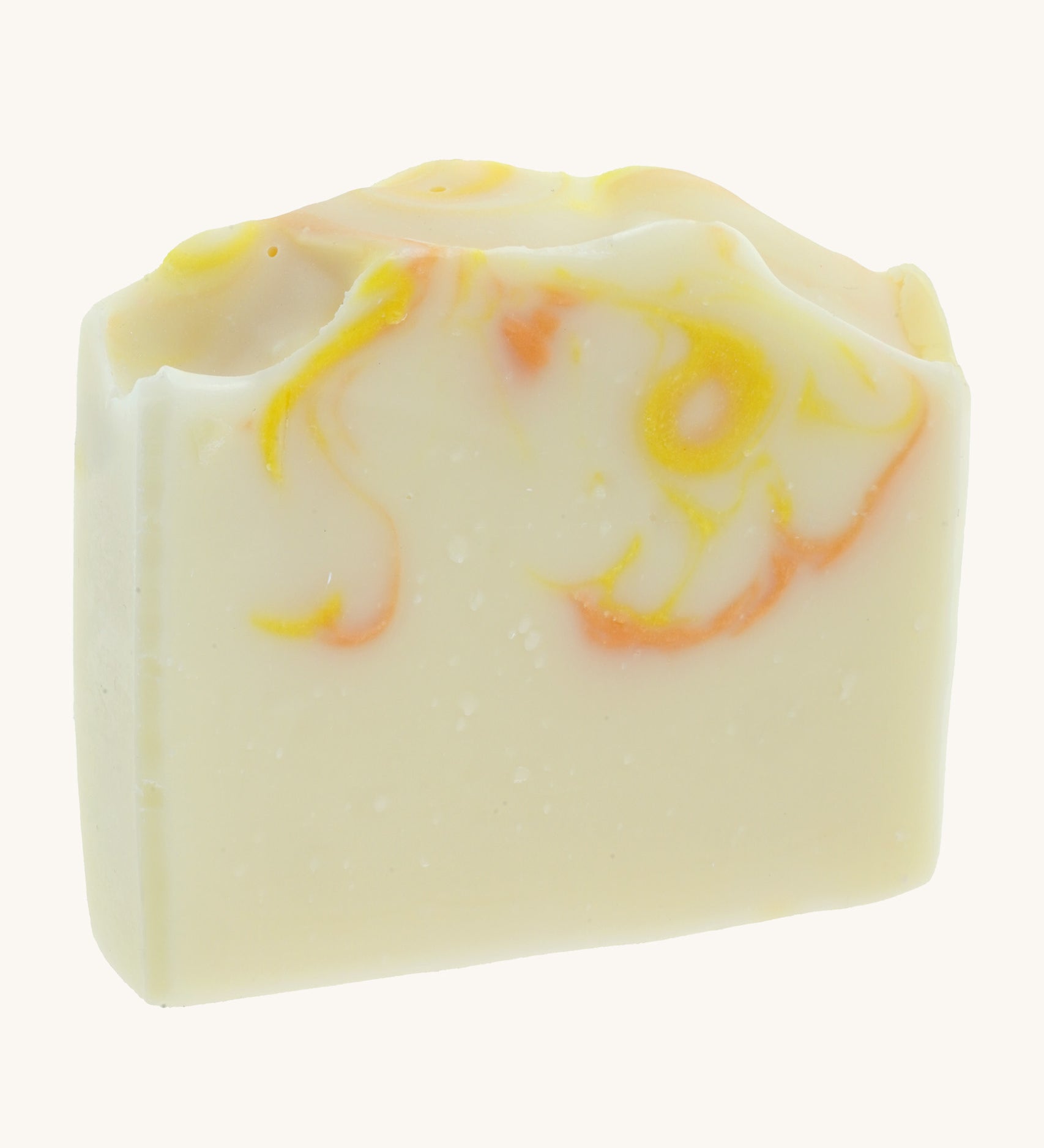 The Soapmine heulwen/sunshine bar. A Handmade soap available at Babipur with Bergamot and Mandarin essential oil swirls