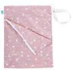 Totsbots shoreline reusable wet and dry nappy bag laid out on a white background