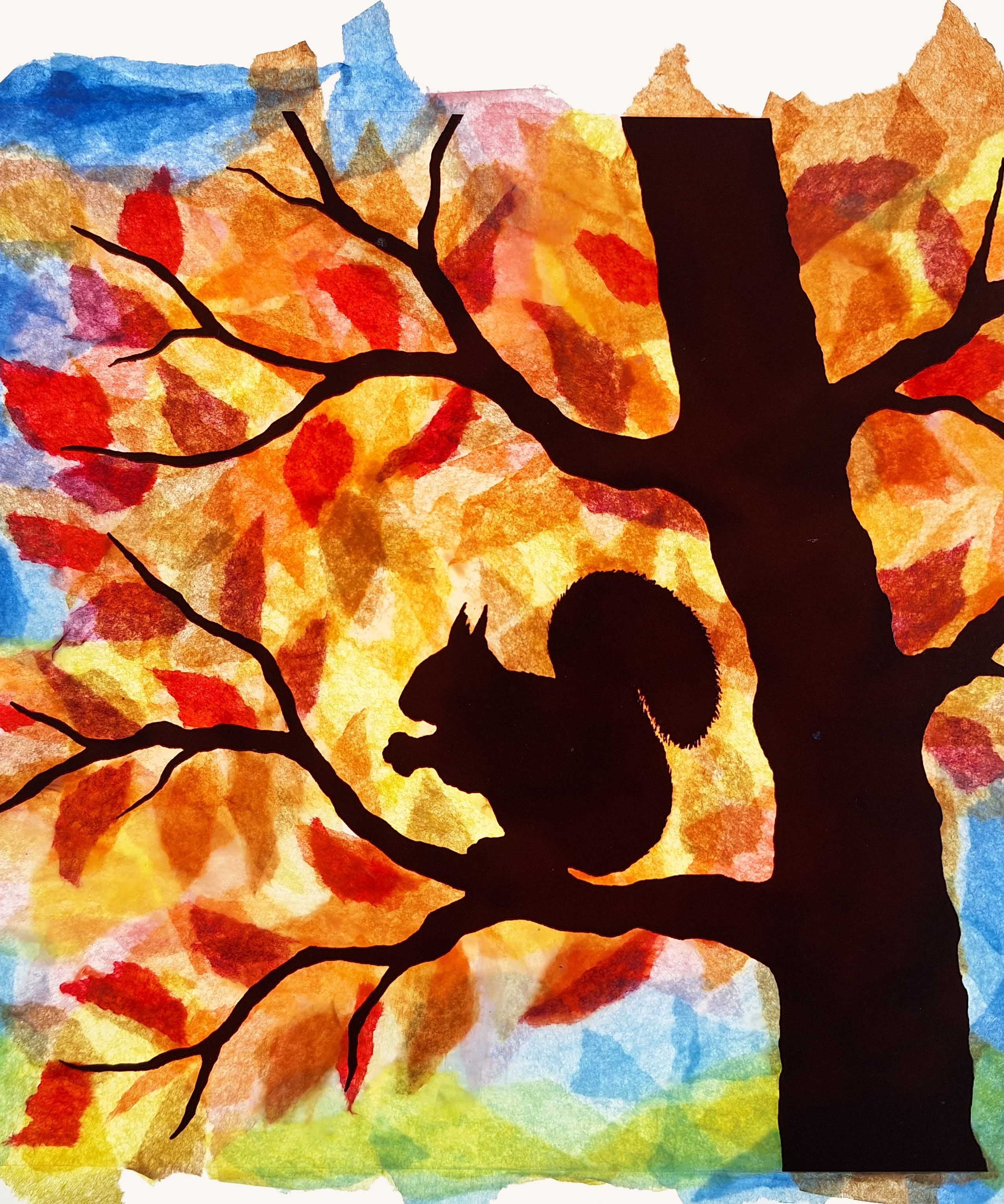 A close up of the Toverlux DIY Transparencies with Autumn Squirrel artwork.
