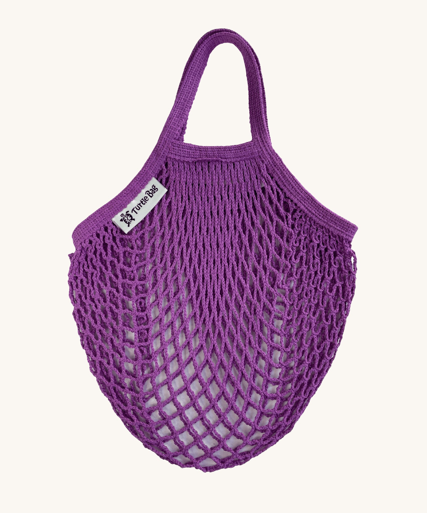 The Turtle Bags fair trade and organic cotton string net produce bag for grocery shopping, in purple