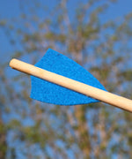 A close up of the felt flights on the Vah safety arrows.