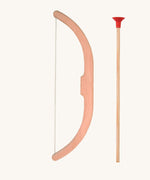 Vah Easy Aim Bow with Safety Arrows. The bhow is pictured next to one of the red tipped arrows.