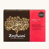 A 5kg box of Zayton Jericho's Finest Palestinian medjoul dates.