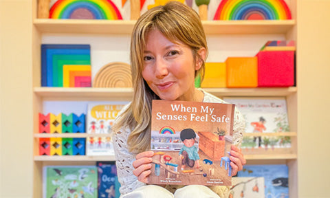 Windy Brzezińska with her book “When My Senses Feel Safe,” a story supporting autistic and neurodiverse children, available at Babipur.