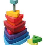 A Grimm's Wankel Stacking Tower on a plain background. 