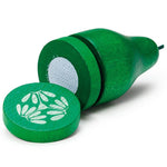 Erzi Cucumber To Cut Wooden Play Food with a slice removed