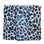 A closer look at the red and light blue Leopard print on the Etta Loves Organic Cotton Baby Muslin Squares 3 Pack - Leopard