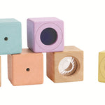The PlanToys Pastel Sensory Blocks on a plain background.