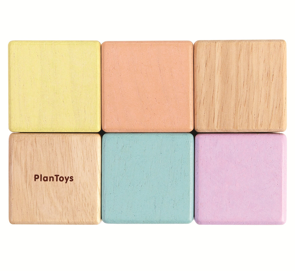 The PlanToys Pastel Sensory Blocks on a plain background.