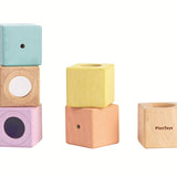 The PlanToys Pastel Sensory Blocks on a plain background.