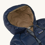 The hood and detail of the snowsuit