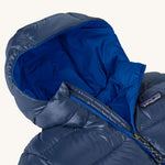 The hood and detailing of the Patagonia down jacket