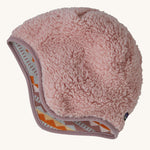 The fleece side on the reversible beanie.