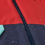 A close up of jacket with water dripping off